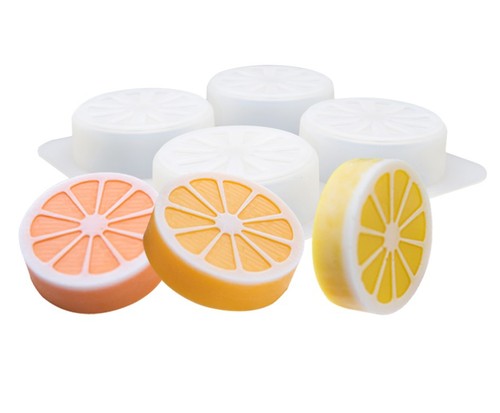 Silicone cake mold, handmade soap ice cube grinder, 4 consecutive orange four-hole lemon aromatherapy essential oil soap scented silicone mold