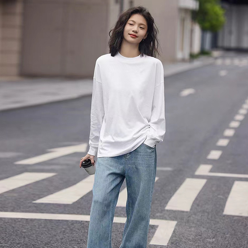 Heavy Weightweight Pure Cotton Opaque Long-Sleeved T-Shirt for Men and Women, Spring & Fall Round Neck Pure Color Inner Wear, Loose Version with Tight Mouth Printing Advertisement Heavy Weightweight Pure Cotton Opaque Long-Sleeved T-Shirt for Men and Women, Spring & Fall Round Neck Pure Color Inner Wear, Loose Version with Tight Mouth Printing Advertisement