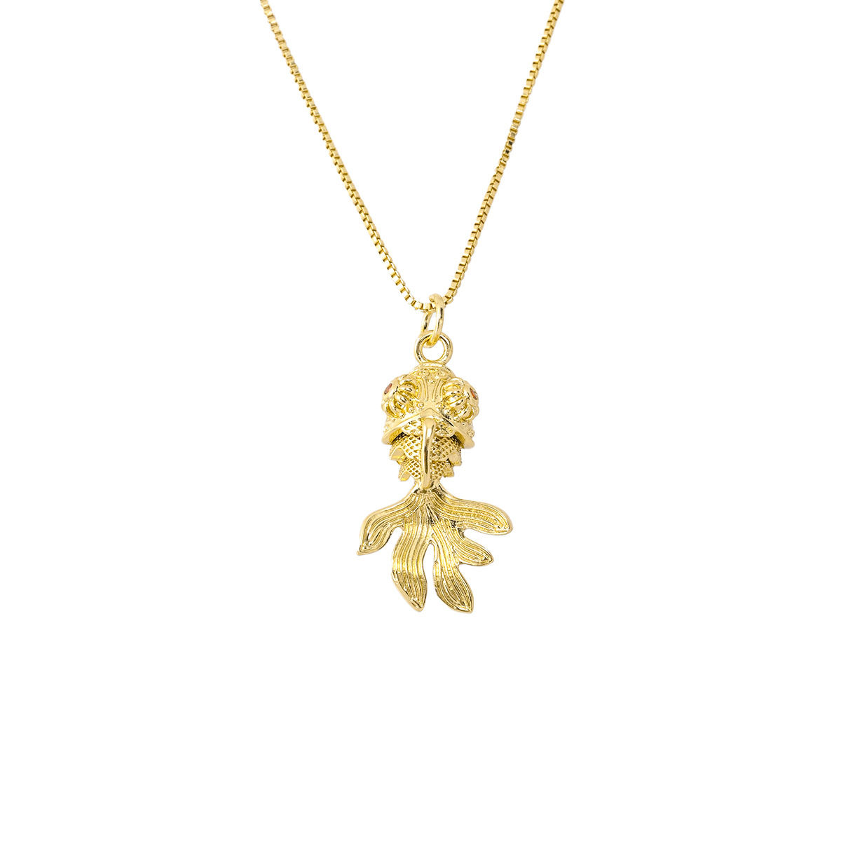 Daily, Street Occasion Wholesale Jewelry IG Style Retro Fish Copper Box Chain Pendant Necklace