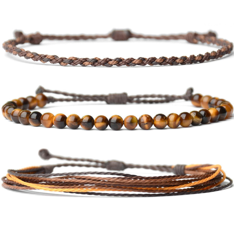 Tiger's Eye Stone Stacking Set Volcanic Stone Black Matte Handmade Adjustable Bracelet Yellow Tiger's Eye Braided Knot Bracelet Tiger's Eye Stone Stacking Set Volcanic Stone Black Matte Handmade Adjustable Bracelet Yellow Tiger's Eye Braided Knot Bracelet