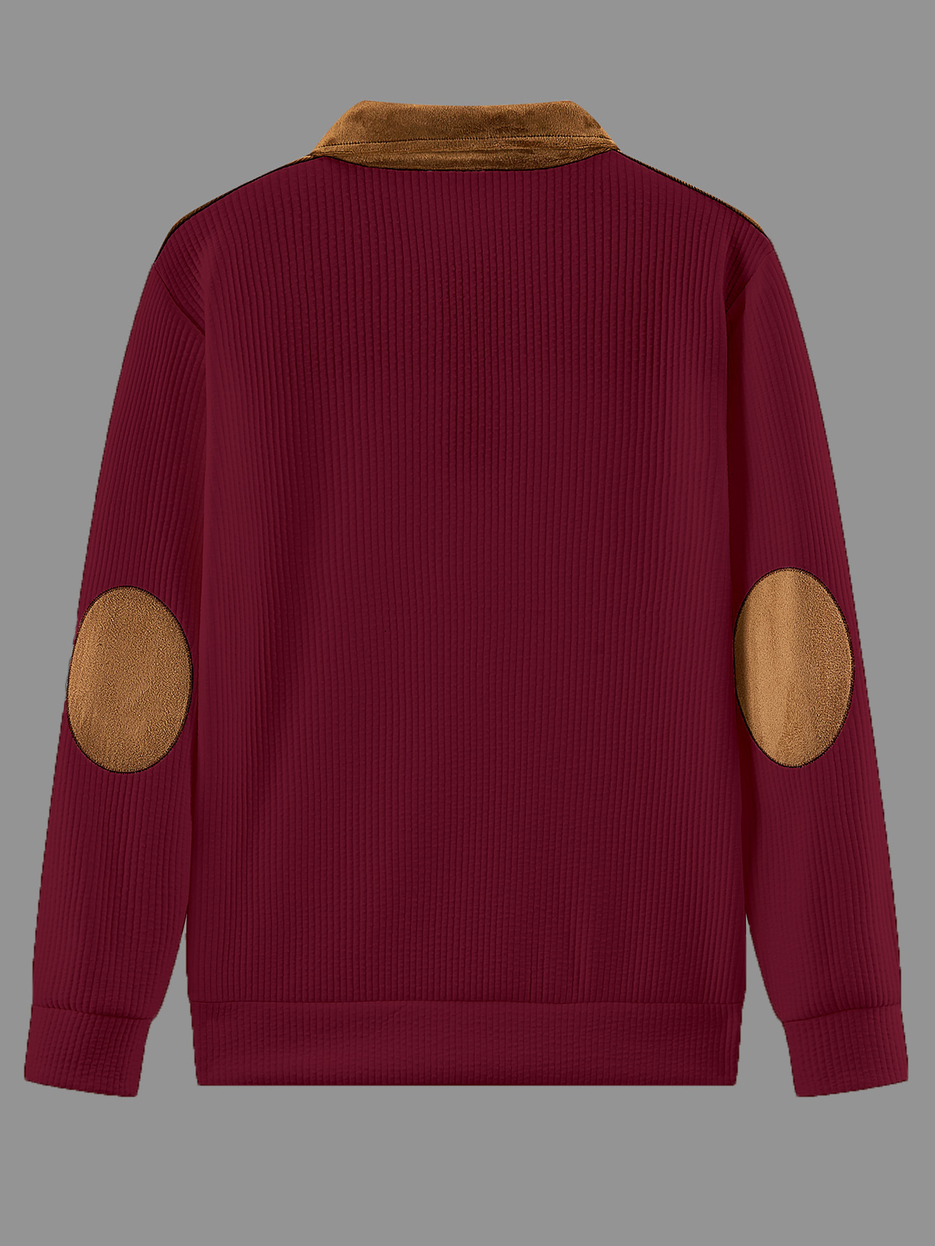 Men's Suede Patchwork Knit Polo Shirt Breathable Casual Pullover_voghion.com