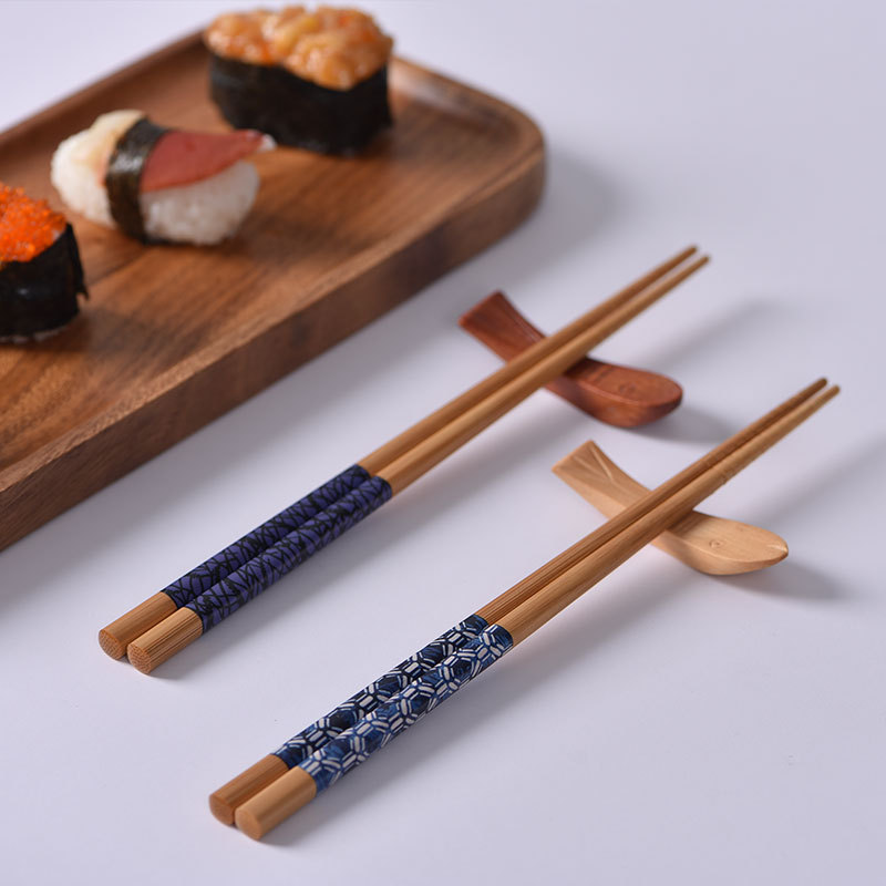 Zhenbaomu creativo bambú palillos niebla oro y plata vajilla palillos chino impreso dibujos animados palillos gran cantidad descuento