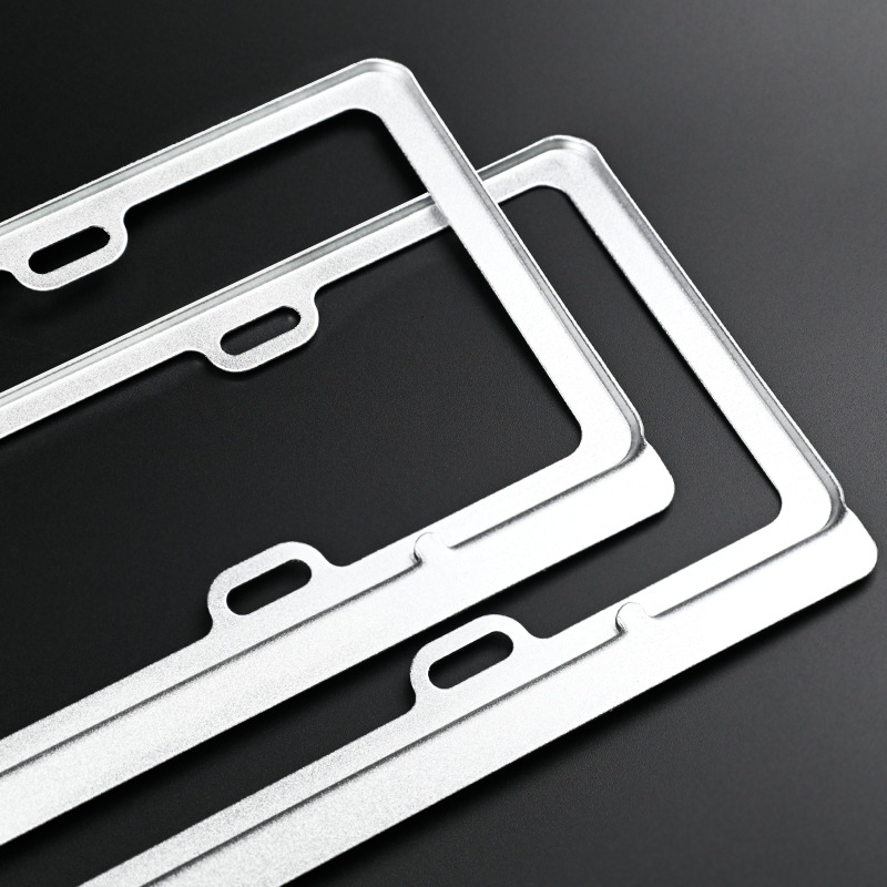 License plate holder/license plate holder — Qìchē Modified Accessories - blue-license-plate-single-hole-silver-one-set