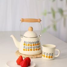 怀旧搪瓷茶壶精致民宿法式复古北欧煮水壶搪瓷奶锅煮茶壶