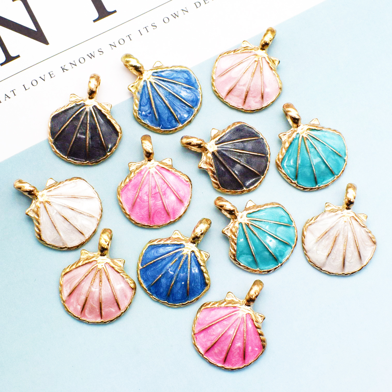 50g Weight Charms, Jewelry Accessories Classification 10 PCS/Package Quantity Alloy Material Shell Pattern Enamel Design Simple Style Style 10 PCS/Package Alloy Shell 9