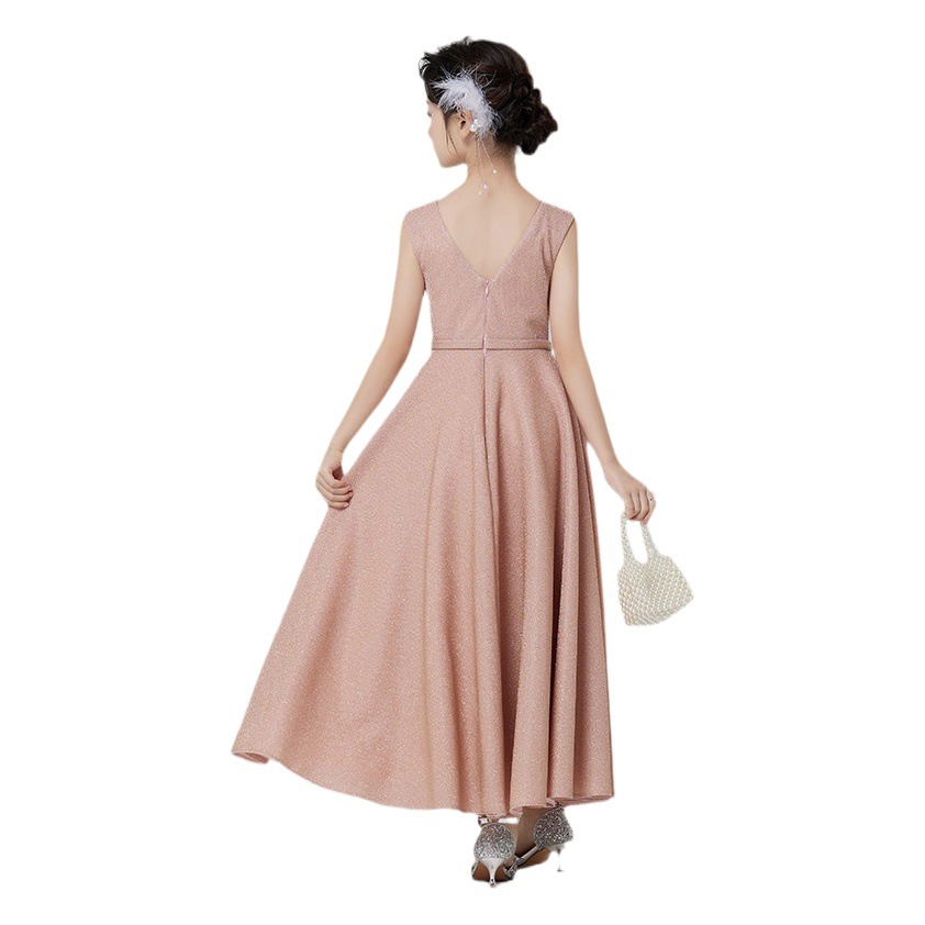 Vestido de niñas Otoño e Invierno de gama alta vestido de princesa para niños Rosa flor niña boda niña host piano disfraz