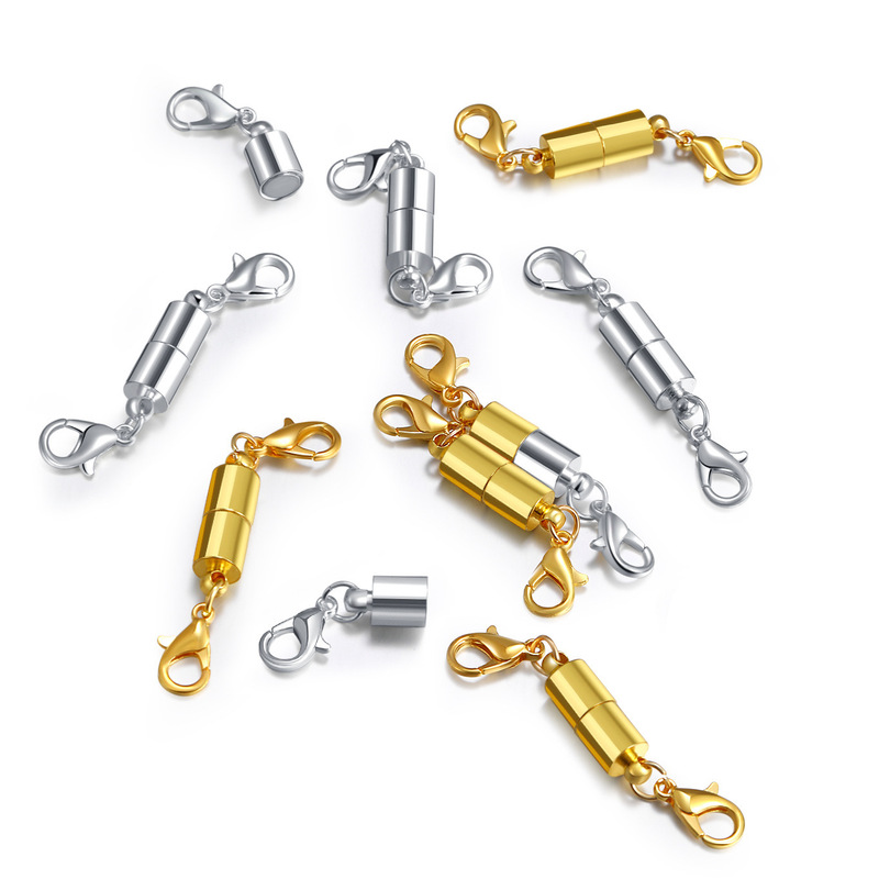 DIY Jewelry Accessories Cylindrical Magnet Buckle Gold and Silver Diamond Ball Necklace Magnetic Lobster Clasp Necklace Bracelet Connection Buckle