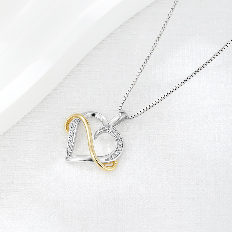 Europa y América Cross-border 925 plata de ley con incrustaciones de diamantes amor colgante cadena de clavícula lujo ligero simple y versátil collar de alta calidad en forma de corazón