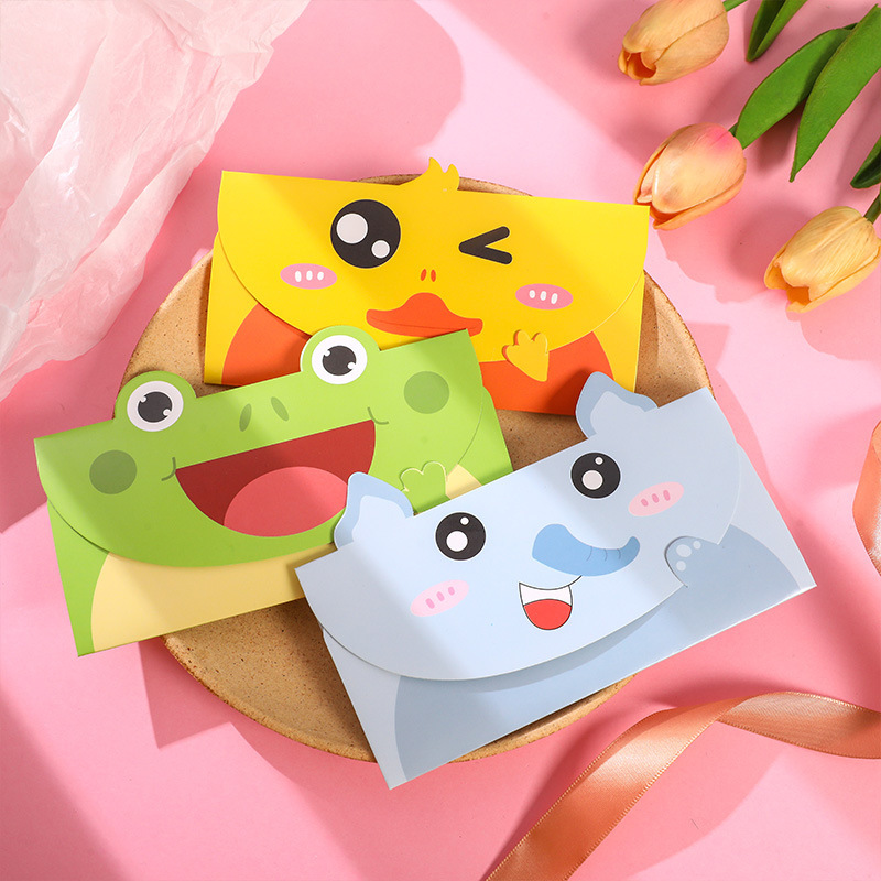 可爱卡通异型贺卡对折卡小学生留言空白卡可手写对折小卡片订 做