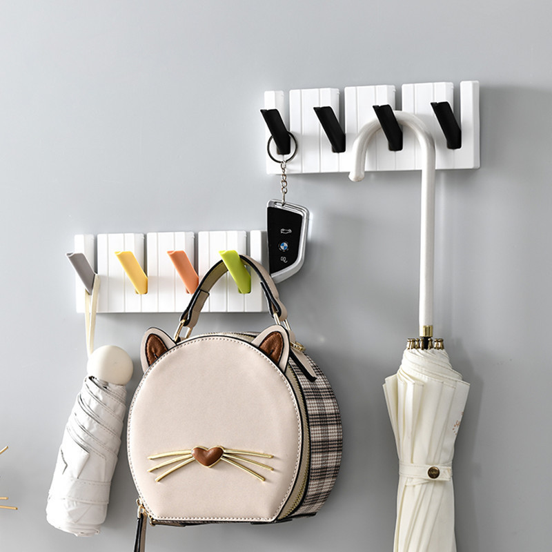 Creative Piano Hook Wall Adhesive Umbrella Key Bag Coat Hanger Sticky Hook Kitchen Hook Storage Rack