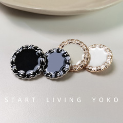 Metal round black and white dot oil button high-leg edge decoration stud shirt sweater cardigan coat outerwear button