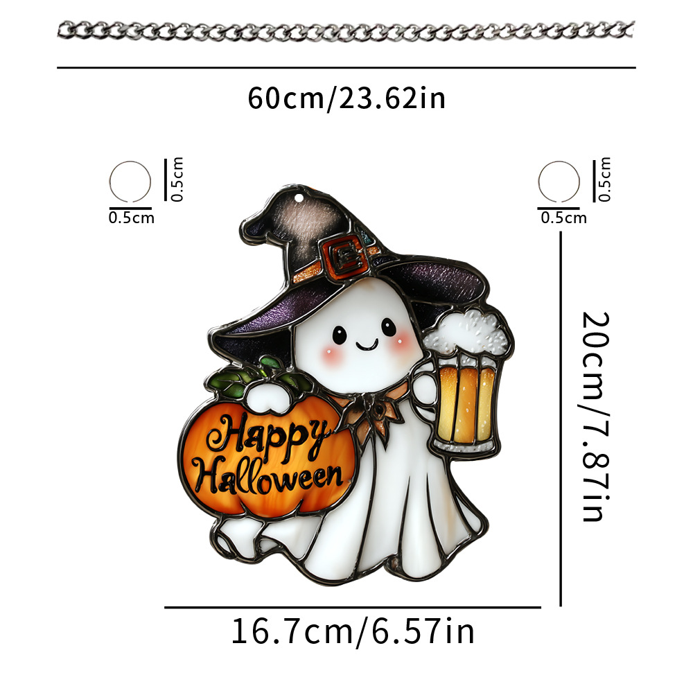 Nuevo Halloween bajo la luna para leer antes de acostarse con un pequeño fantasma plano acrílico 2D colgante de decoración de atmósfera de vacaciones