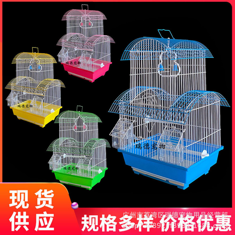 Bird Cage Wholesale Small and Medium-sized Iron Wire Bird Cage Parrot Bird Pearl Bird Cage Medium Double-layer Landscape House Bird Cage
