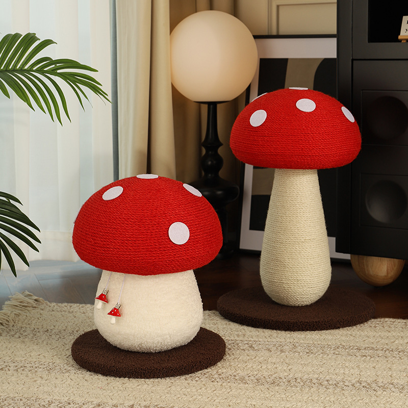 Internet Celebrity Red Mushroom Cat Climbing Frame Claw Grinding Large Cat Scratching Post Hemp Rope Ball Vertical Cat Scratching Board Cat Tree Cat Toy