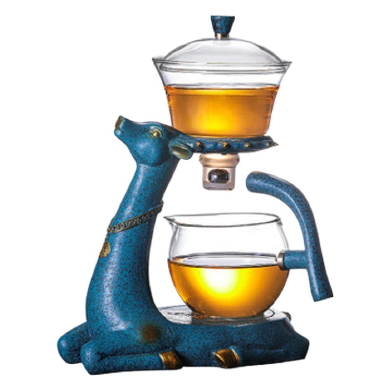 Fábrica al por mayor de vidrio perezoso juego de té automático traje hogar Kung Fu taza de té Fabricación de té de succión magnética ciervo Fabricación de té artefacto