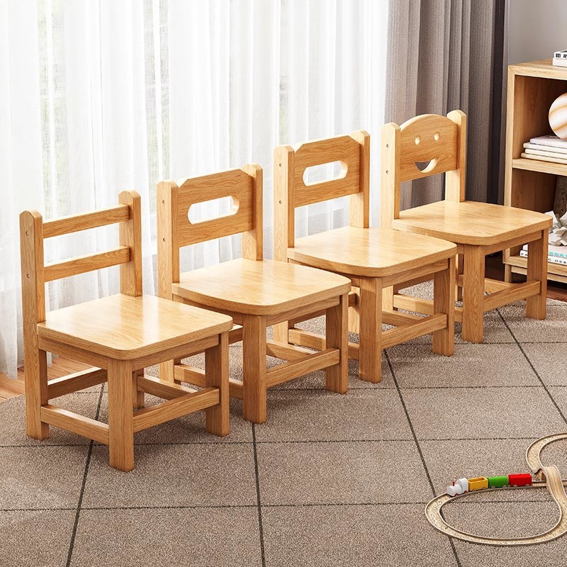 Taburete pequeño de madera maciza para uso doméstico, silla de estudiante con respaldo, taburete de madera para jardín de infantes, banco de madera, taburete de madera, taburete bajo.