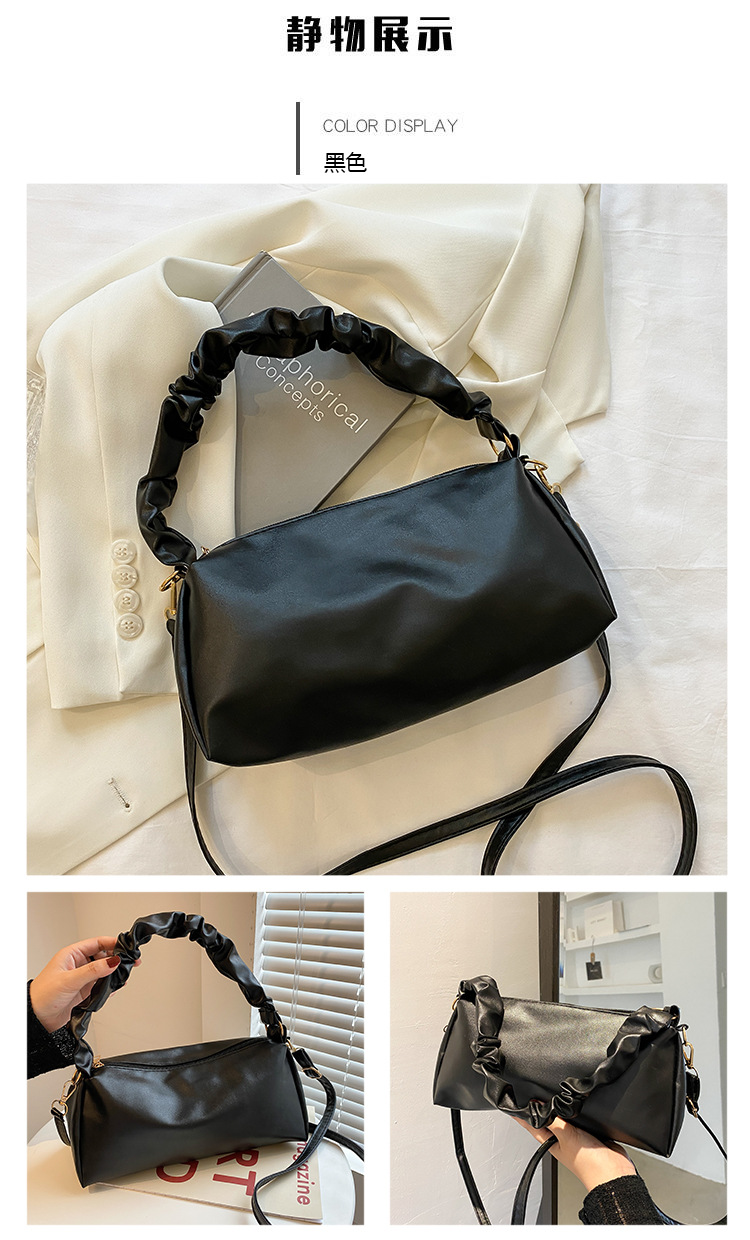 Nihaojewelry Wholesale Simple Casual Soft Leather Fold Solid Color Shoulder Bag display picture 9