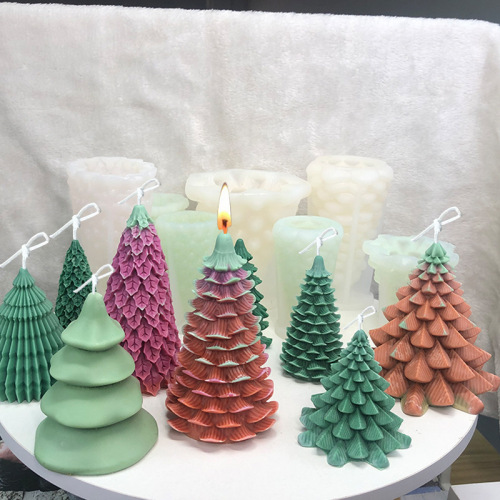 Christmas candle grinding tool DIY Christmas tree scented candle cedar pine cone scented plaster drip silicone mold