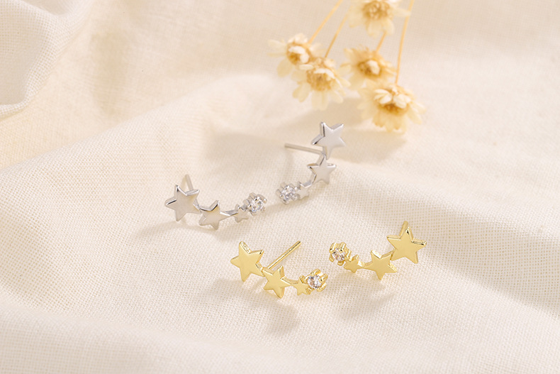 Mode Star Le Cuivre Incruster Zircon Boucles D'oreilles 1 Paire display picture 2