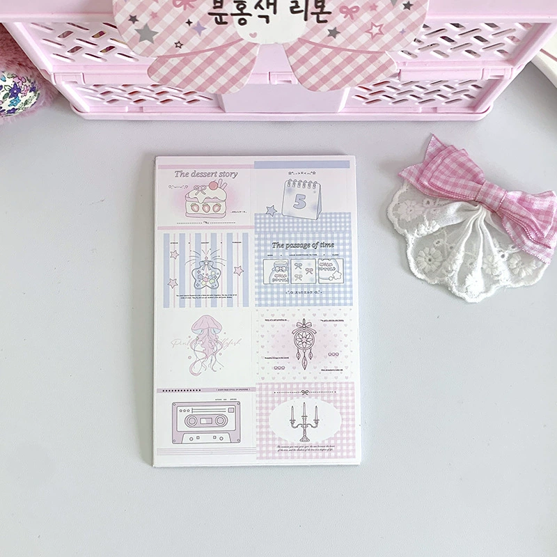 Mini Sealing Stickers, 3×4 cm Korean Cute Square Labels, Assorted Designs (8 pcs per sheet)