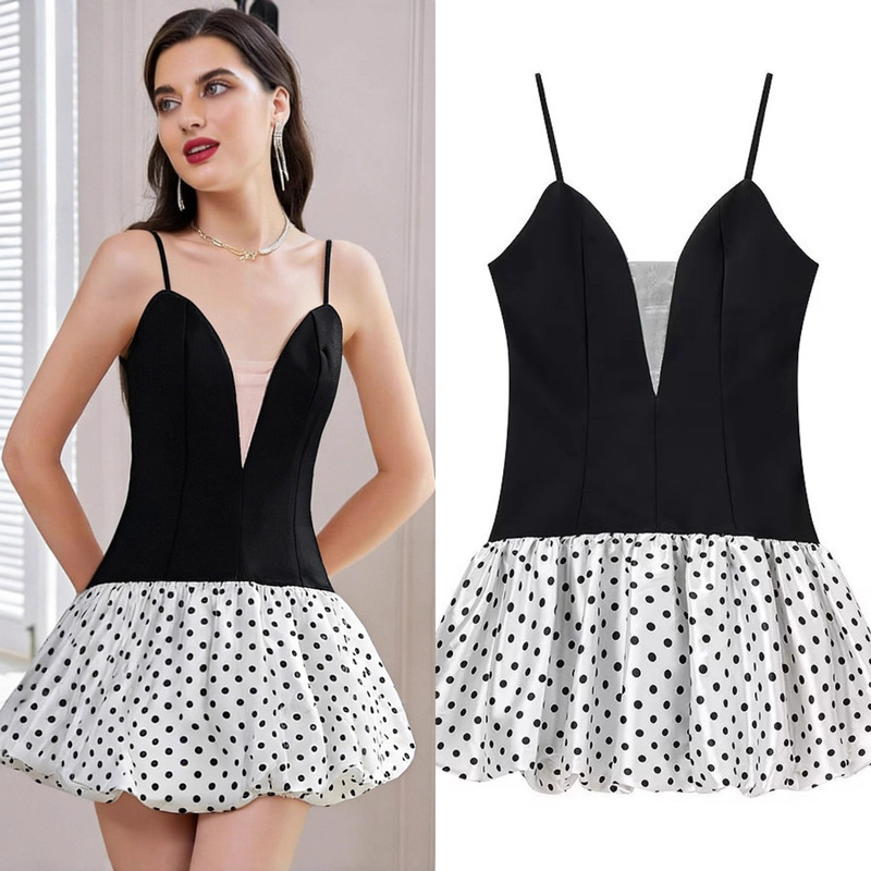 Za Foreign Trade Cross-Border Wholesale European and American Style Women's Clothing Summer New Party Polka Dot Patchwork Dress Short Skirt