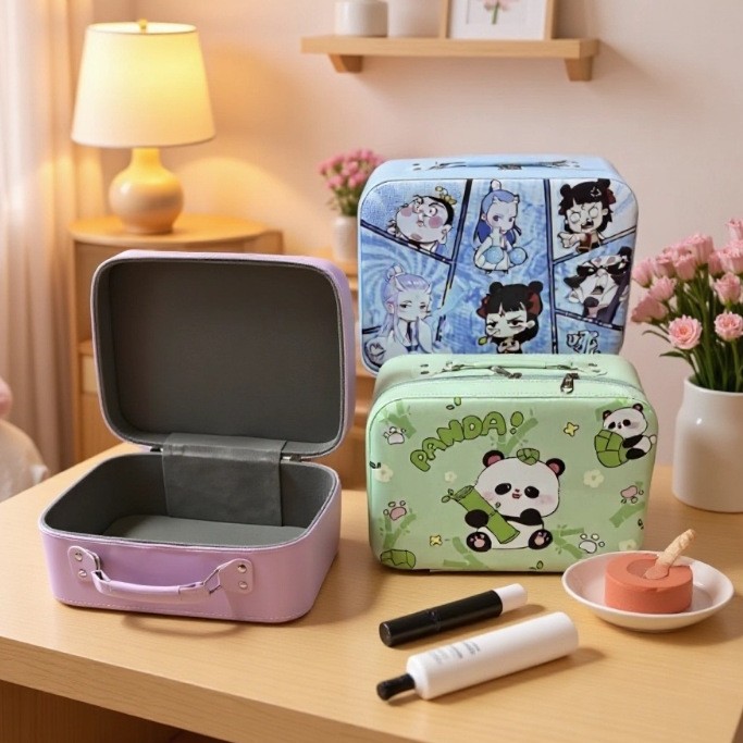 Caja de maquillaje de gran capacidad, bolsa de maquillaje portátil, caja de almacenamiento portátil, diseño de nicho de cosméticos multifuncional