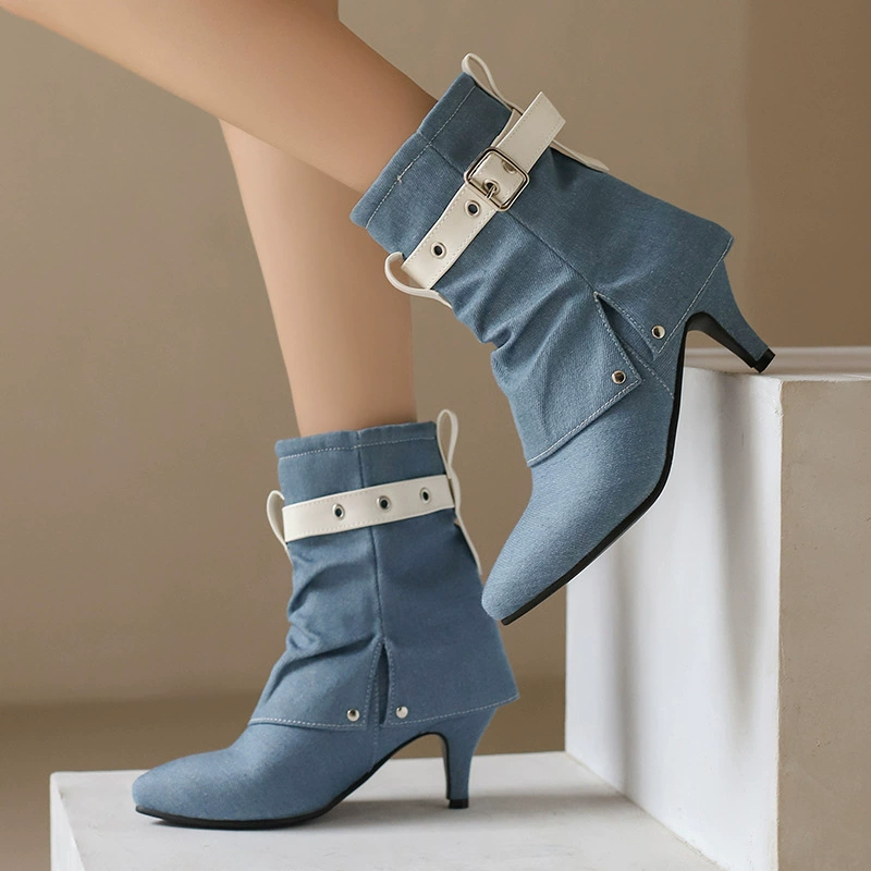 Ankle boots Willow, pleated spliced upper, 6.5 см heel, imported PU lining