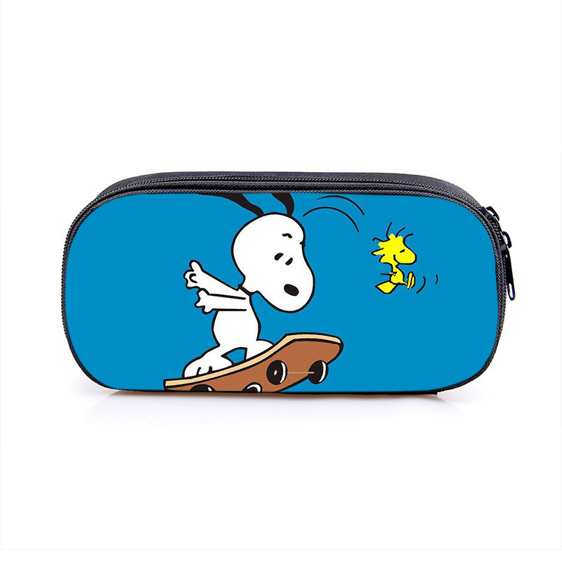 Nuevo Snoopy transfronterizo bolsas de lápiz de gran capacidad creativas caja de papelería de dibujos animados de alto valor de la cara caja de lápiz para estudiantes de primaria