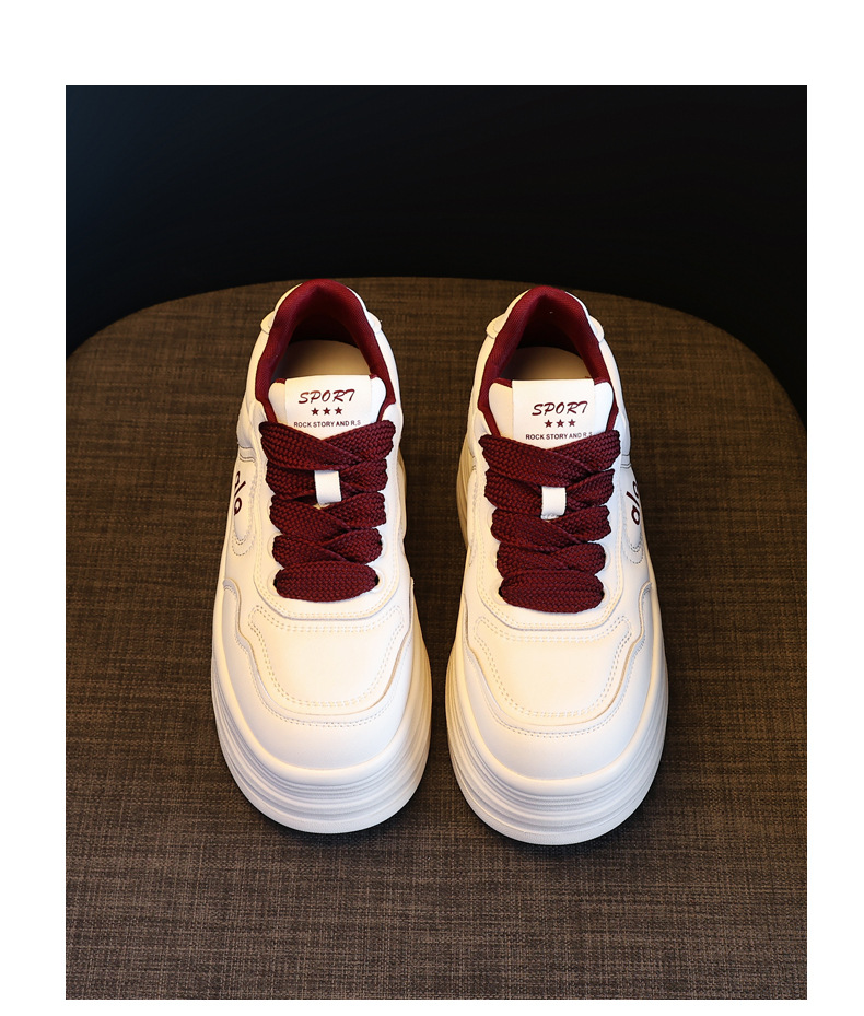Giày sneaker nữ đế xuồng tăng chiều cao, đế dày 8 cm, phong cách thể thao — Màu nâu chi tiết 19