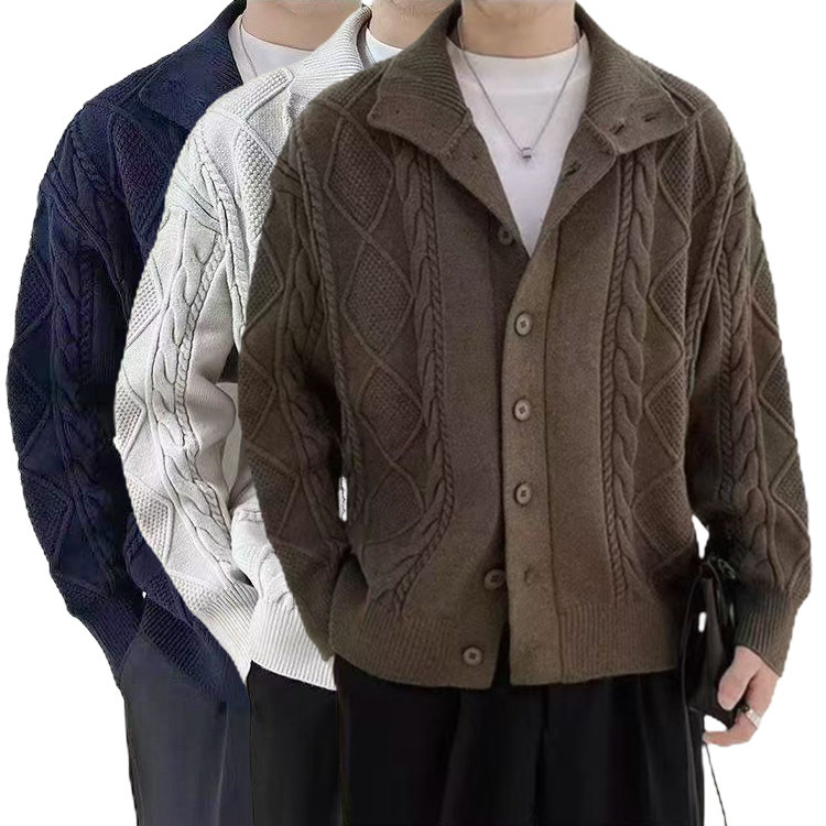 Explosiones transfronterizas de tamaño grande europeo jersey de punto suéter de hombre chaqueta de fijación de ganado chaqueta de invierno fábrica de suéter al por mayor