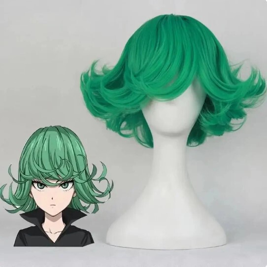 A punch of Superman's trembling dragon roll anti-curling green anime wig Halloween cos party role dress