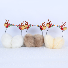 Santa's Reindeer Antler Earmuffs for Women - Winter Warm Ear Cover, Cute Cat Ear Ear Warmer, Autumn and Winter Headband, Funny Accessory