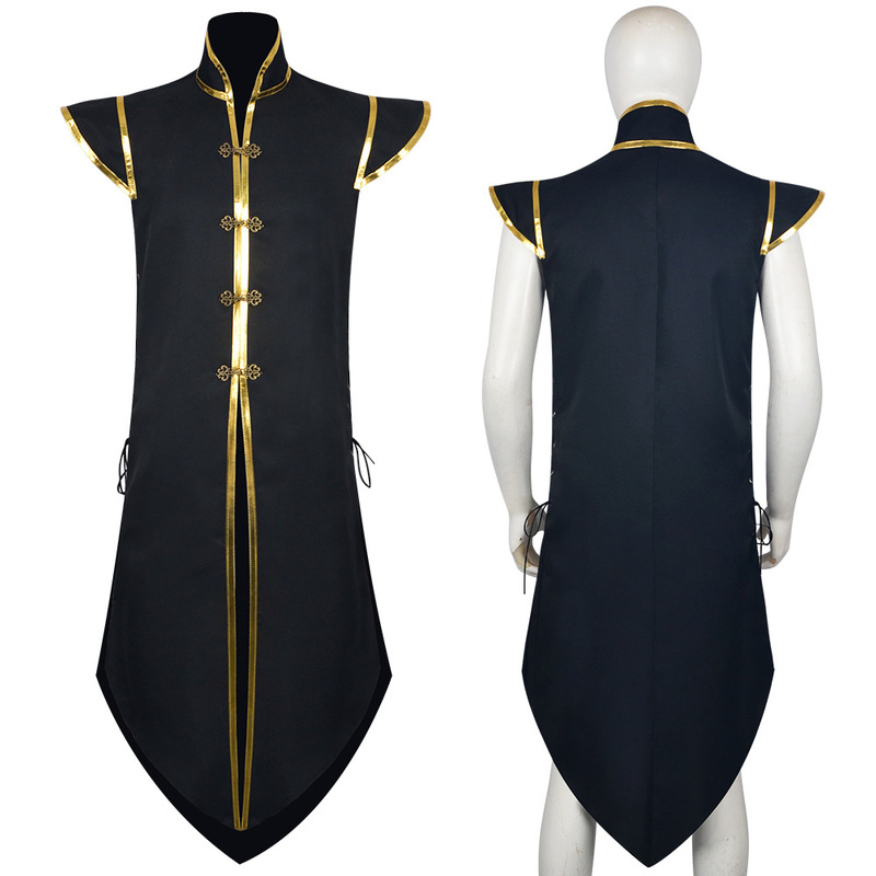 Medieval Renaissance Cosplay Costume Men's Vest Viking Sleeveless Long Waistcoat Halloween Costume Jacket