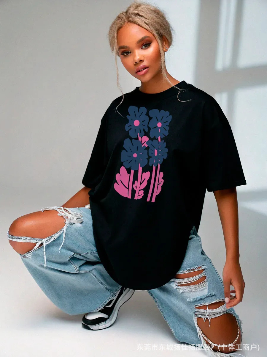 Cotton elegant summer fashionable short sleeve T-shirt
