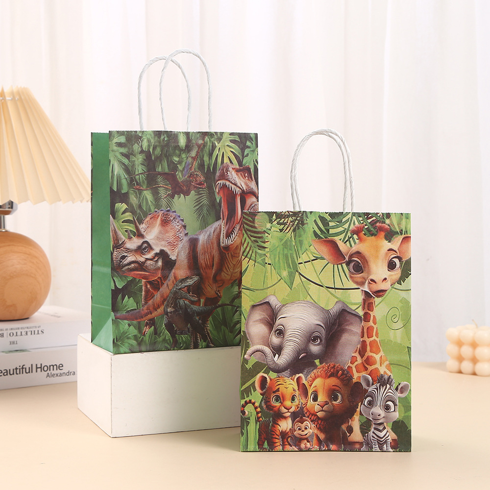 动物礼品袋卡通印花手提袋购物包装袋礼物袋牛皮纸纸袋袋子批发