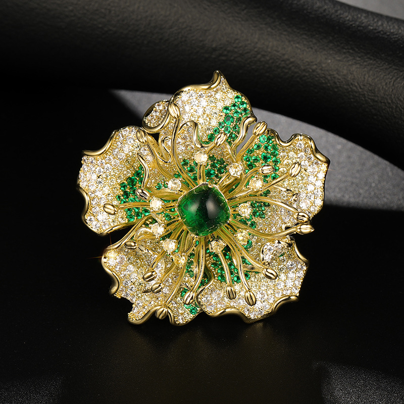 Heavy Industry Design Big Flower Brooch Original Court Style Flower Pin_voghion.com