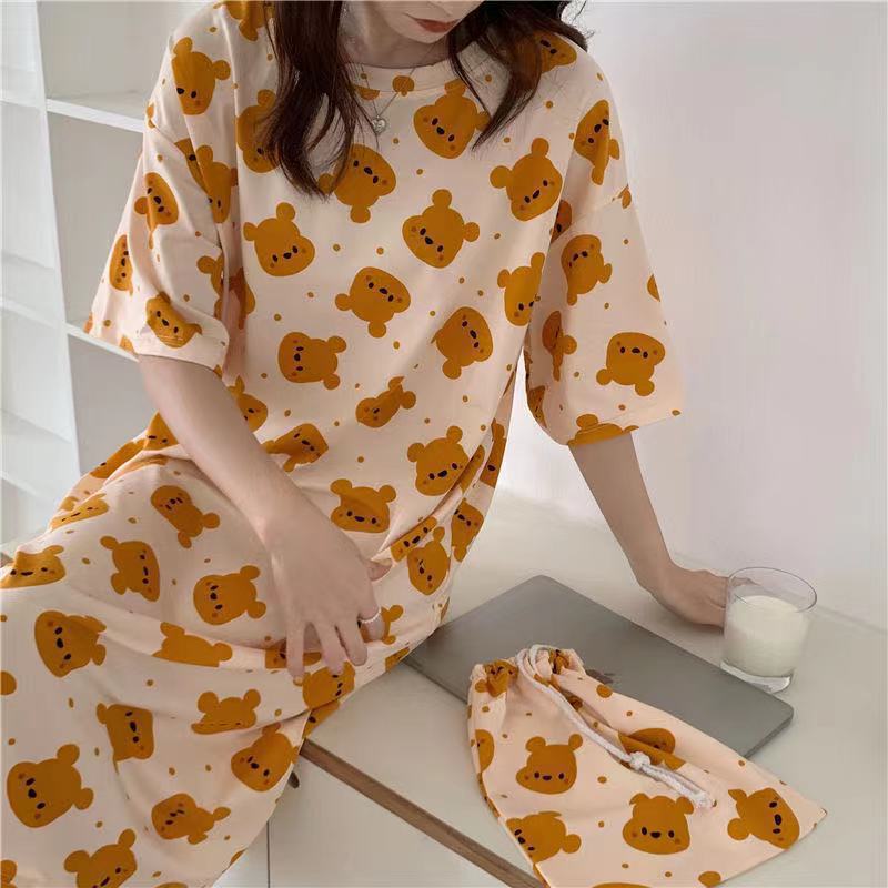 Camisón mujer verano manga corta 2024 estilo ins japonés lindo perro de laurel de jade talla grande se puede usar ropa de hogar para mujeres embarazadas