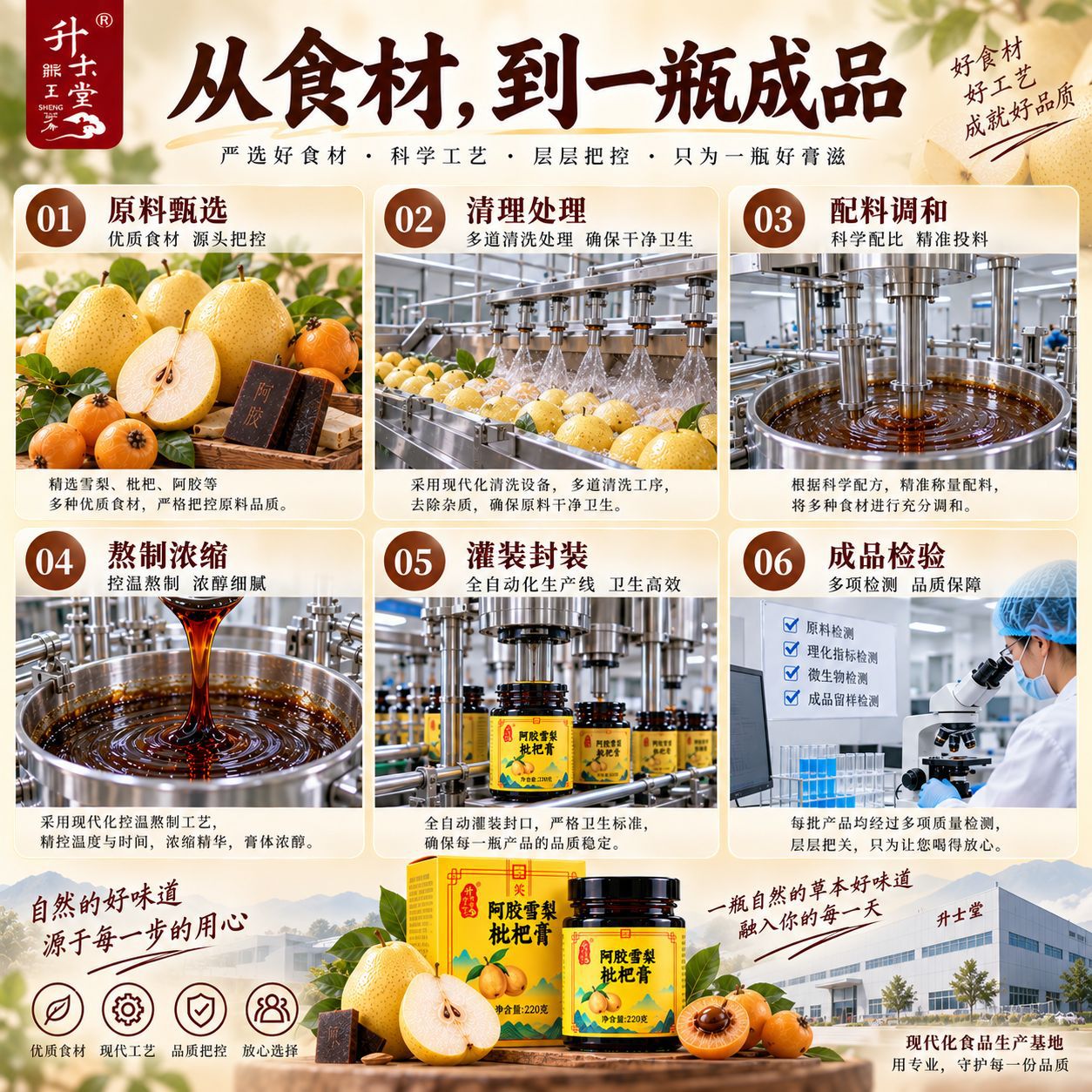 Ejiao Pear Loquat Paste (阿胶雪梨枇杷膏) — Herbal Fruit Paste with Lily Bulb & Poria, 220g quality and texture