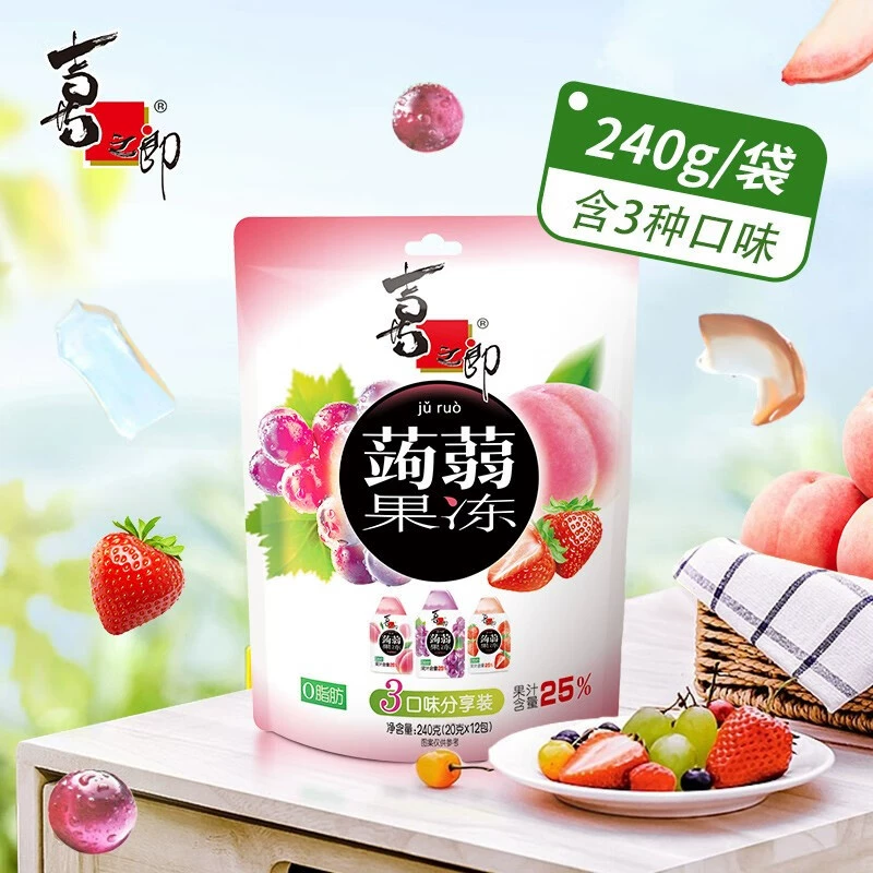 Конжак фруктовое желе, 120 г — ассорти вкусов (виноград/персик/клубника/манго)