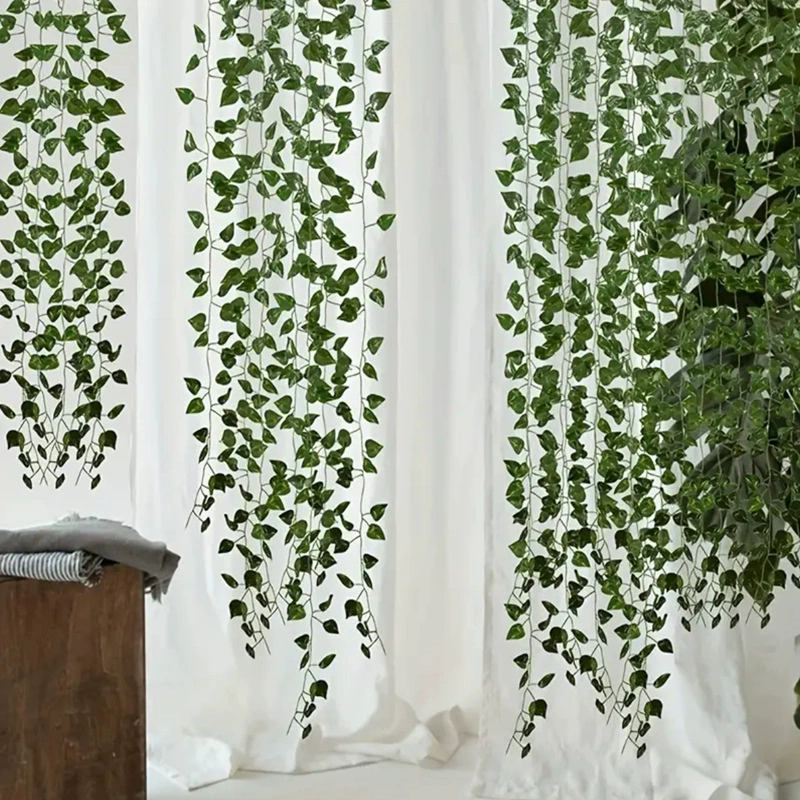 Искусственная вьющаяся лоза с искусственными цветами, пластиковыми листьями, маленькими листьями, обернутыми вокруг зеленых растений, лозой для украшения дома плюща.