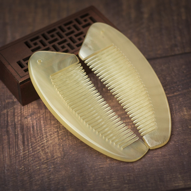 和美厂家羊角梳批发便携天然羊角小梳子顺发梳无手柄按摩羊角梳子