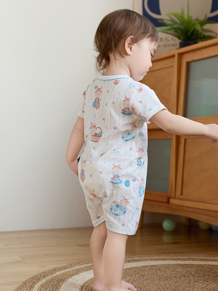 Uniforme infantil antibacteriano verano delgado bebé de manga corta ropa de bebé recién nacido ropa de bebé para hombres y mujeres ropa de trepa