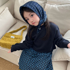 女童韩版三件套秋季新款短款纯色上衣2025半身裙宽松休闲阔腿裤潮