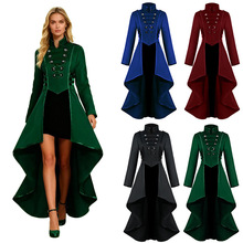 漫之馨欧美圣诞中世纪礼服燕尾服女裙翻领不规则下摆复古长款大衣