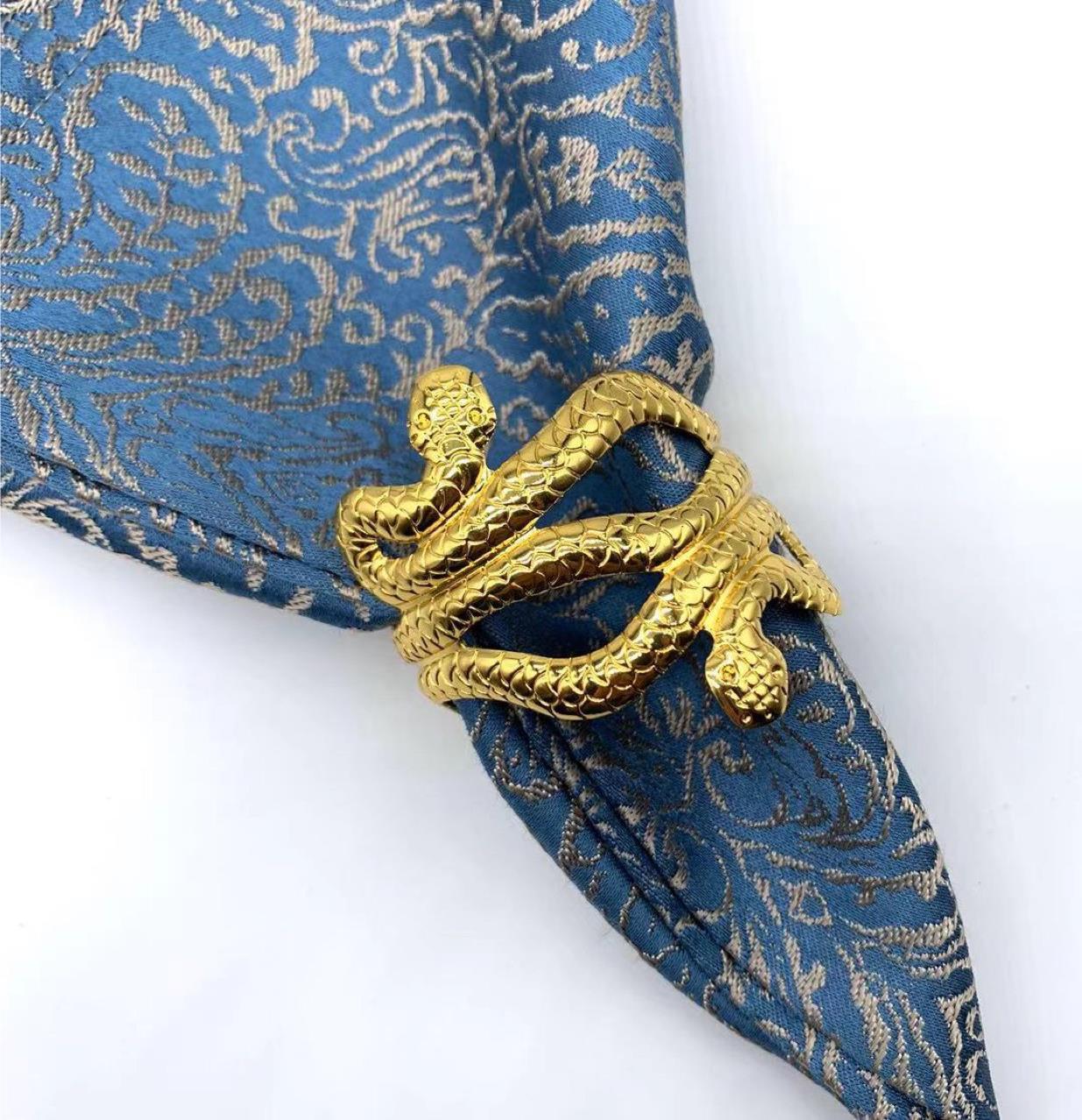 酒店万圣节金色金属餐巾扣蛇型餐巾圈餐巾环口布环工厂批发