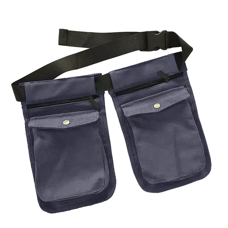 Transfronterizo nuevo estilo gris oscuro bolsillo simple con cremallera delantal moda Amazon multifunción exterior riñonera ajustable