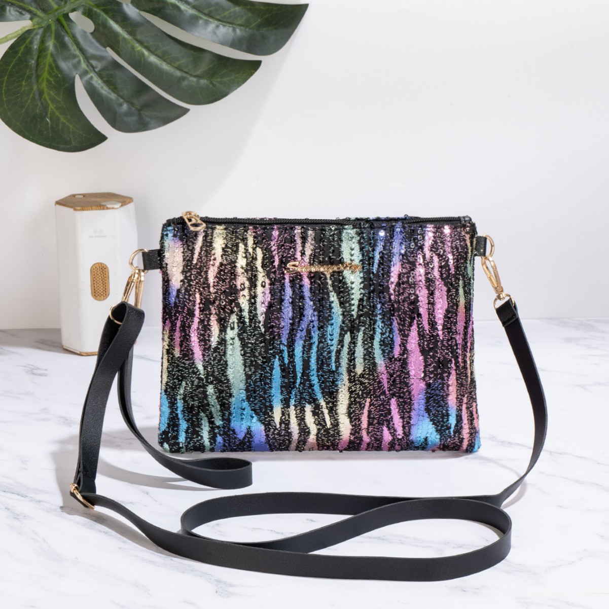 Bolso de hombro de cadena de sequillas de personalidad creativa bolso de hombro de chicas simple bolso de moda bolso de color contraste image 1