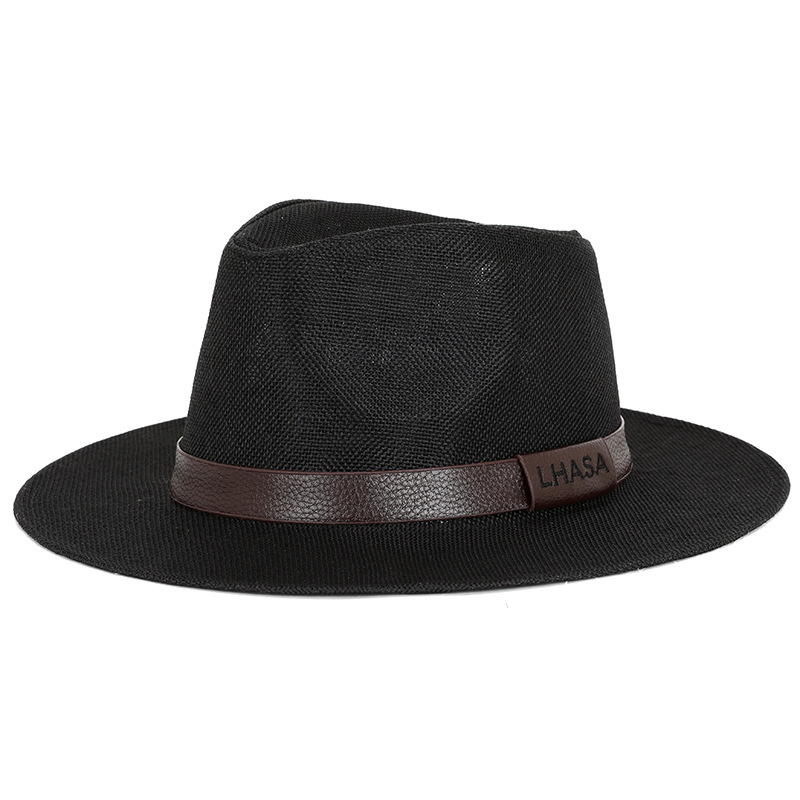 Sombrero de verano de lino de los hombres sombrero de sol panama plano británico jazz sombrero de alta gama protección del sol caballero sombrero al por mayor