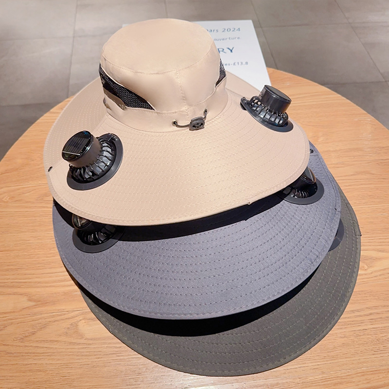 ソーラー USB 充電ファン帽子サンハット登山大きなつば漁師の帽子スポーツアウトドア日焼け止め帽子|undefined