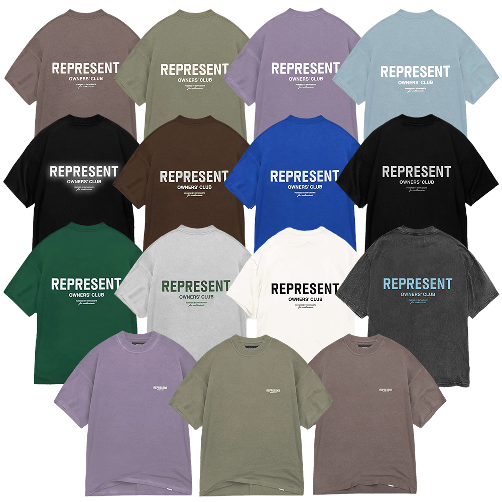 Alta calidad REPRESENTAR REP eslogan impresión color caramelo calle Americana dopamina verano manga corta Camiseta moda